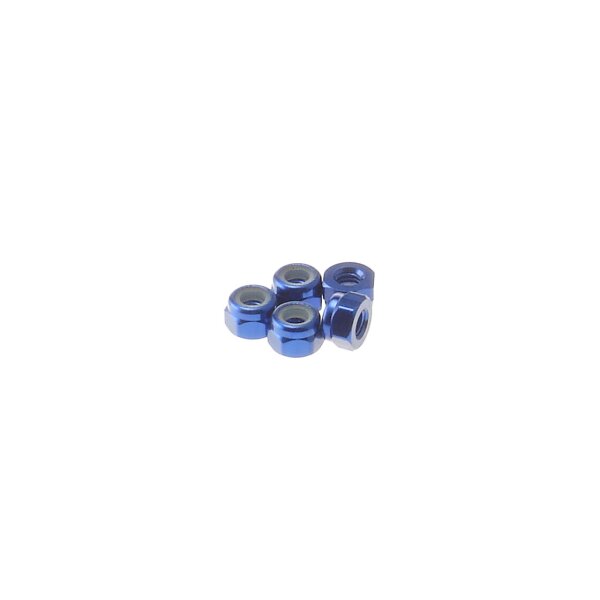Hiro Seiko 3mm Alloy Nylon Nut  [Y-Blue] ( 5 pcs)