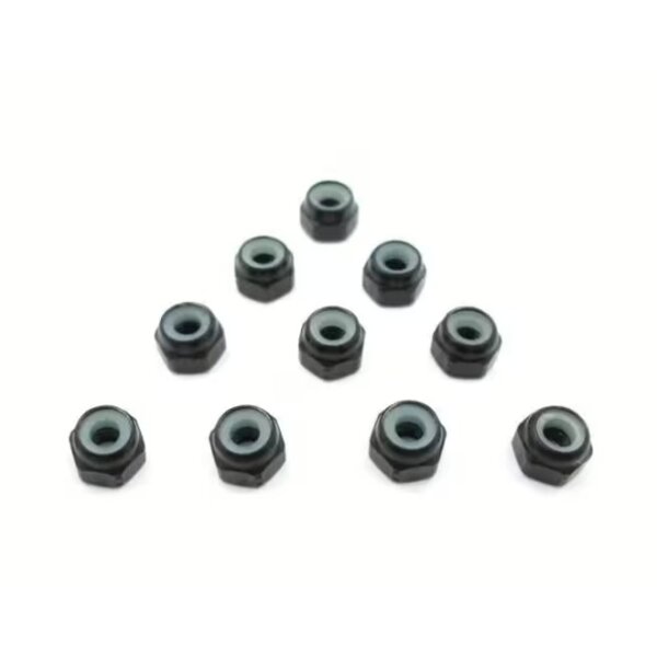 MR33 Aluminium Mutter Selbstsichernd 3,0mm - Schwarz (10)