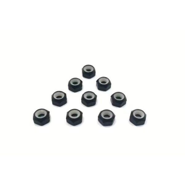 MR33 Aluminium Mutter Kurz Selbstsichernd 3,0mm - Schwarz (10)