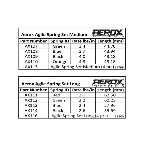 AEROX Agile Spring - Long Blue - 2.4 Ib/in (pr)