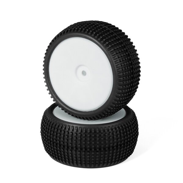 LC Racing Jetgo Mini Buggy 2WD Rear Tires Pre-Mounted 2pcs (50° Yellow dot White rim)