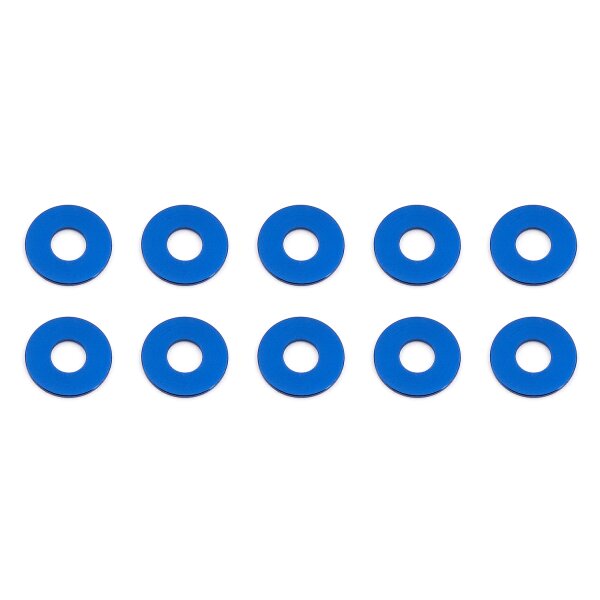 Team Associated Bulkhead Washers, 7.8x0.5 mm, blue aluminum