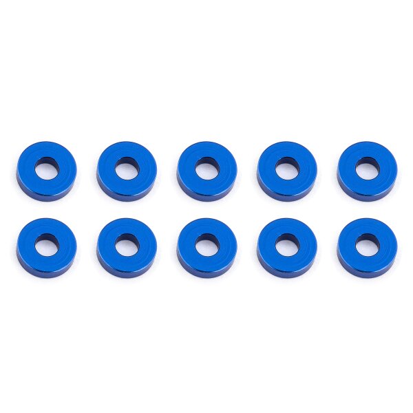 Team Associated Bulkhead Washers, 7.8x2.0 mm, blue aluminum