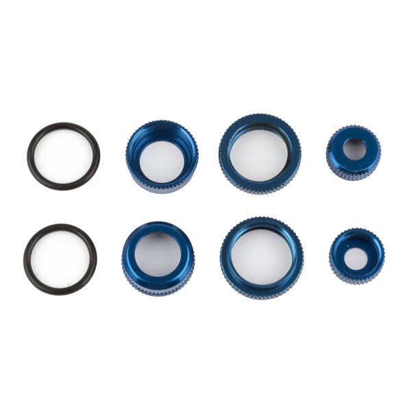 Team Associated FT 10 mm Shock Caps and Collars, blue aluminum