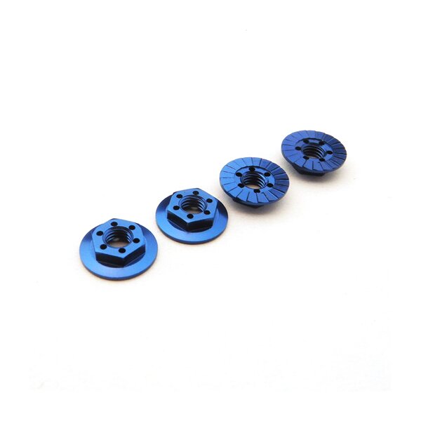 Hiro Seiko Thin Serrated Wheel Nut 4mm (Y-Blue | 4pcs)