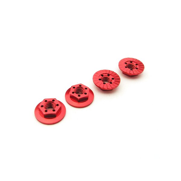 Hiro Seiko Thin Serrated Wheel Nut 4mm (Red | 4pcs)