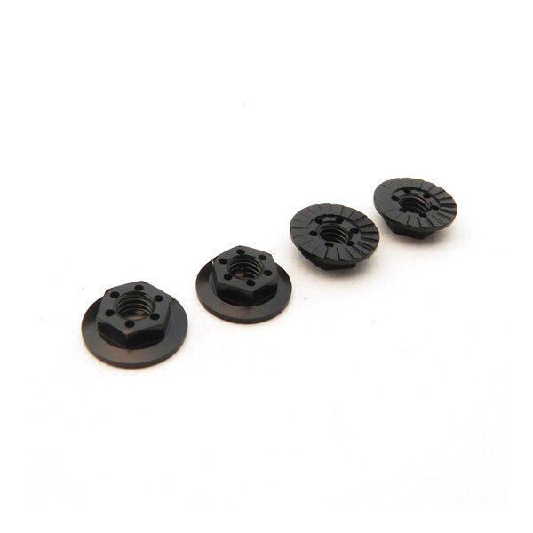 Hiro Seiko Thin Serrated Wheel Nut 4mm (Black | 4pcs)
